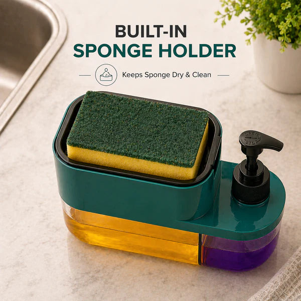 3-in-1 Dish Soap Dispenser with Sponge Holder