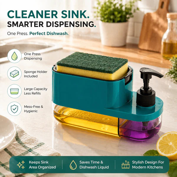 3-in-1 Dish Soap Dispenser with Sponge Holder