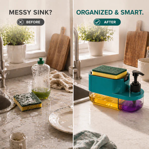 3-in-1 Dish Soap Dispenser with Sponge Holder
