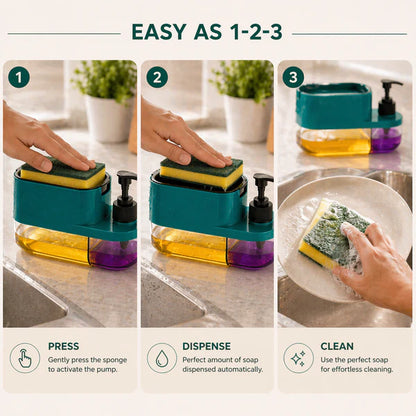 3-in-1 Dish Soap Dispenser with Sponge Holder