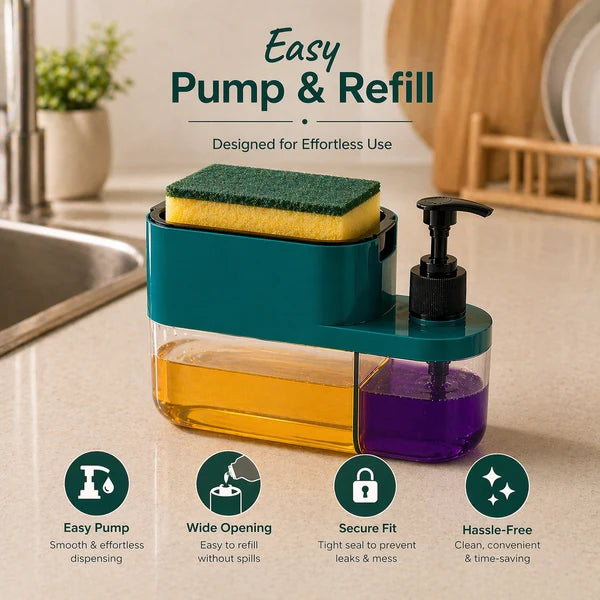 3-in-1 Dish Soap Dispenser with Sponge Holder