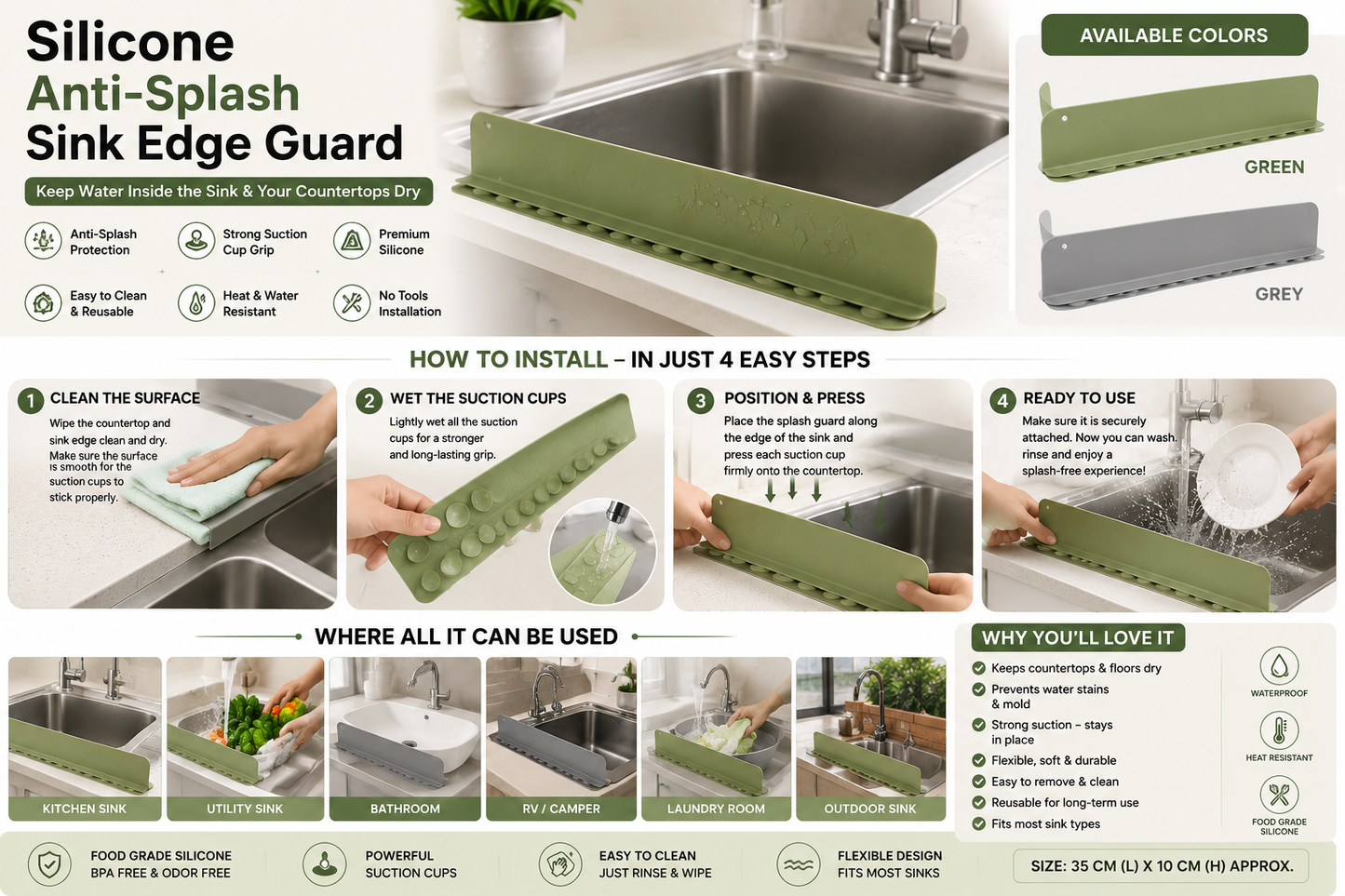 Silicone Anti-Splash Sink Edge Guard