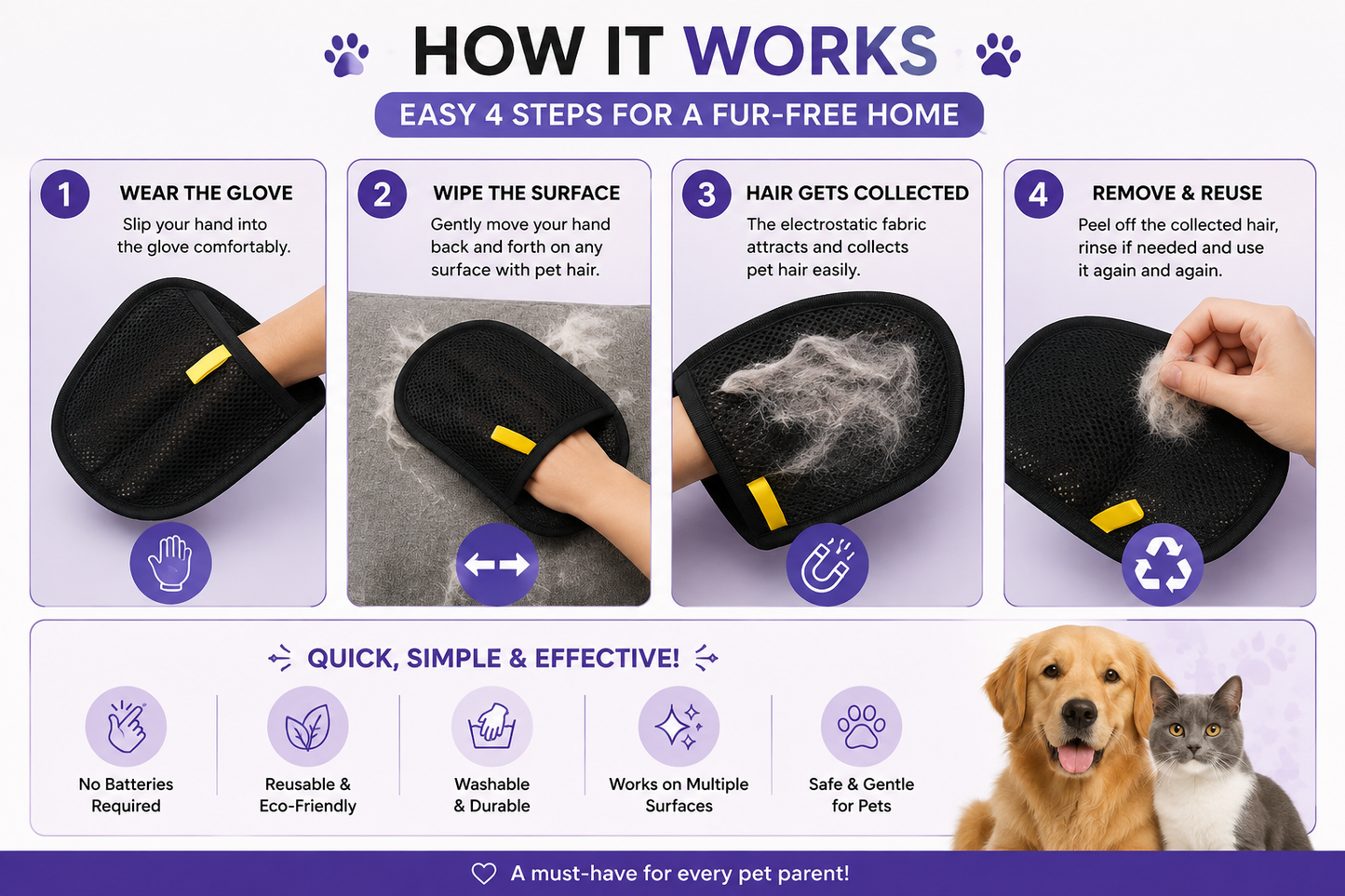 Pet Hair Remover Glove